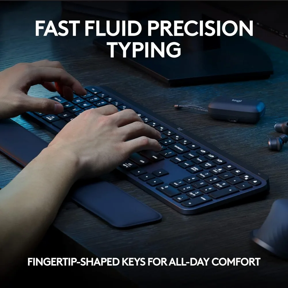 MX Keys S Wireless Keyboard,Fluid Precise Quiet Typing, Programmable Keys,Backlighting, Bluetooth, for Windows PC, Linux, Chrome