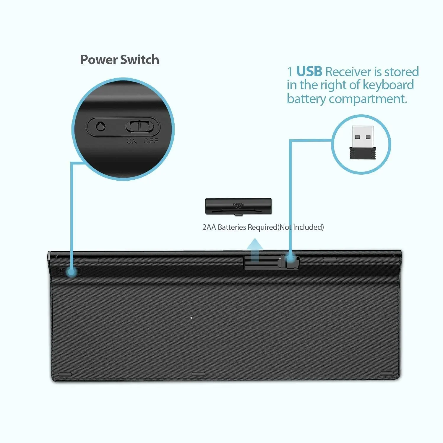 คีย์บอร์ดไร้สายขนาดเต็มแบบพกพาสีเทา USB การเชื่อมต่อที่เสถียรสําหรับคอมพิวเตอร์โน้ตบุ๊ก PC เข้ากันได้กับรัสเซียสหรัฐอเมริกาสเปนอิตาลี