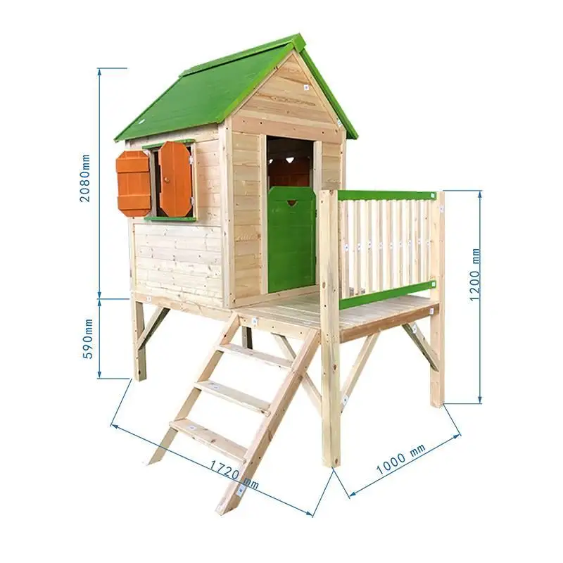 Kindergarten wooden house W-WGF-01 small house group children's solid wood house outdoor mobile children's toys small