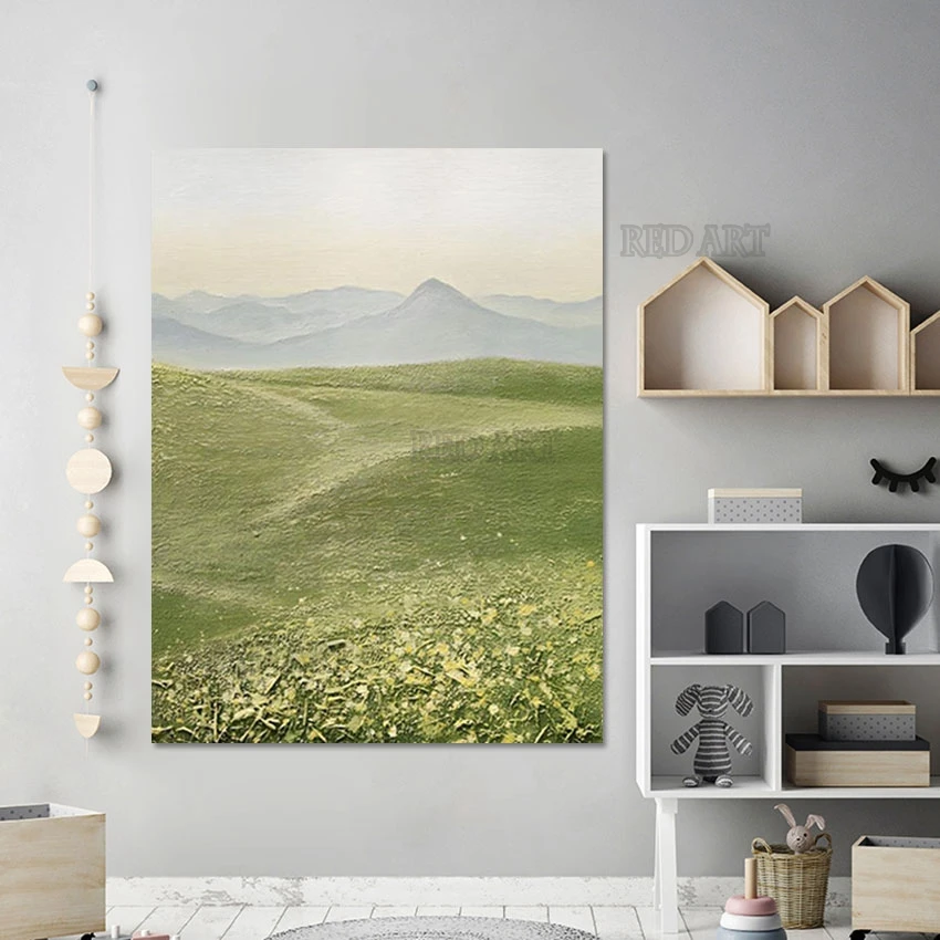 

Modern Home Canvas Wall Poster, Grassland Landscape Oil Painting, Unframed Wall Hangings, Large Size Decor Artwork Poster