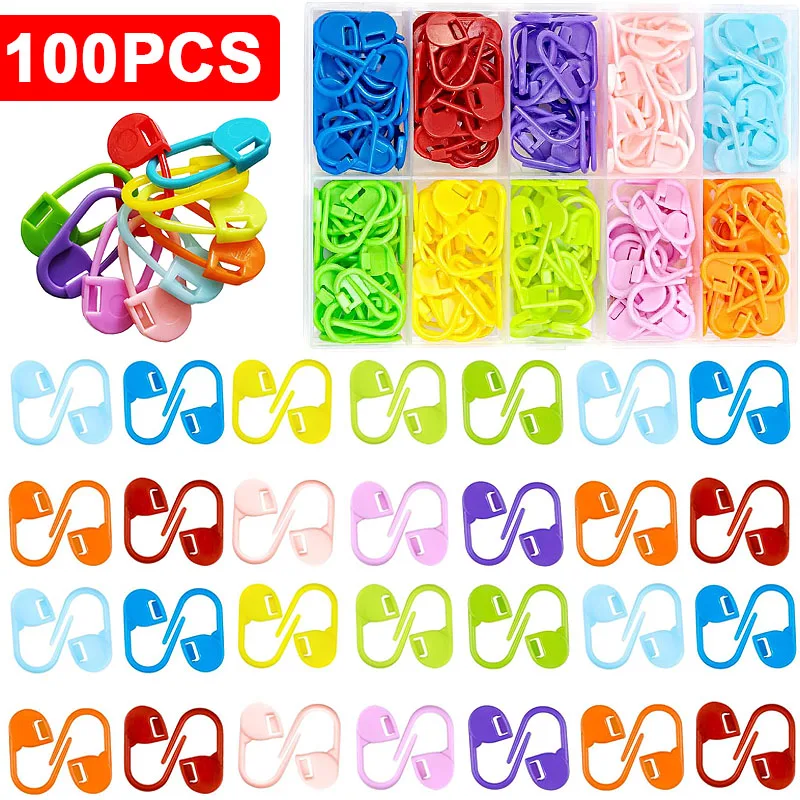 

50-100Pcs/Bag Plastic Small Clip Locking Stitch Markers Crochet Latch Knitting Tools Needle Clip Hook Sewing Tool Mixed Color