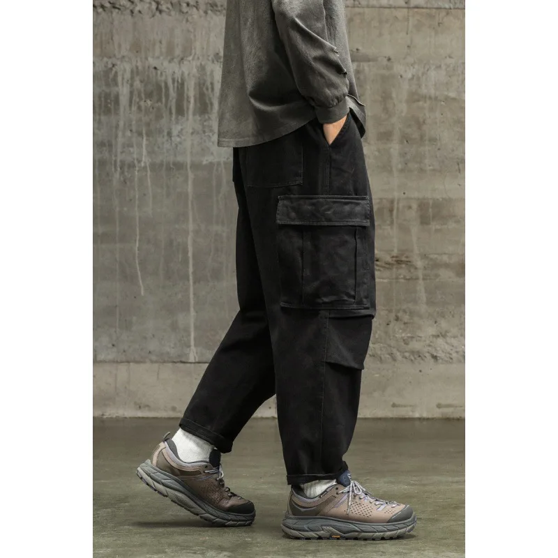 Autumn Trendy Brand Hong Kong-style Camouflage Pants Men\'s Loose Straight Multi-bag Thick Harlan Casual Pants