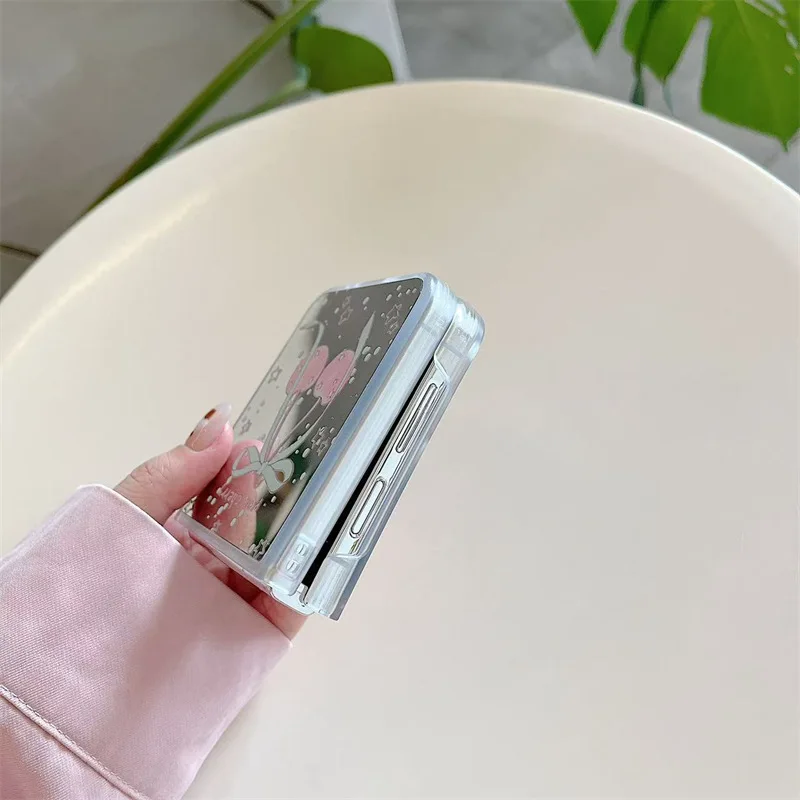 Niedlicher Kirschspiegel für Samsung Galaxy Z Flip 7 6 5 4 Schutzhülle für ZFlip5 ZFlip6 ZFlip7 Hülle