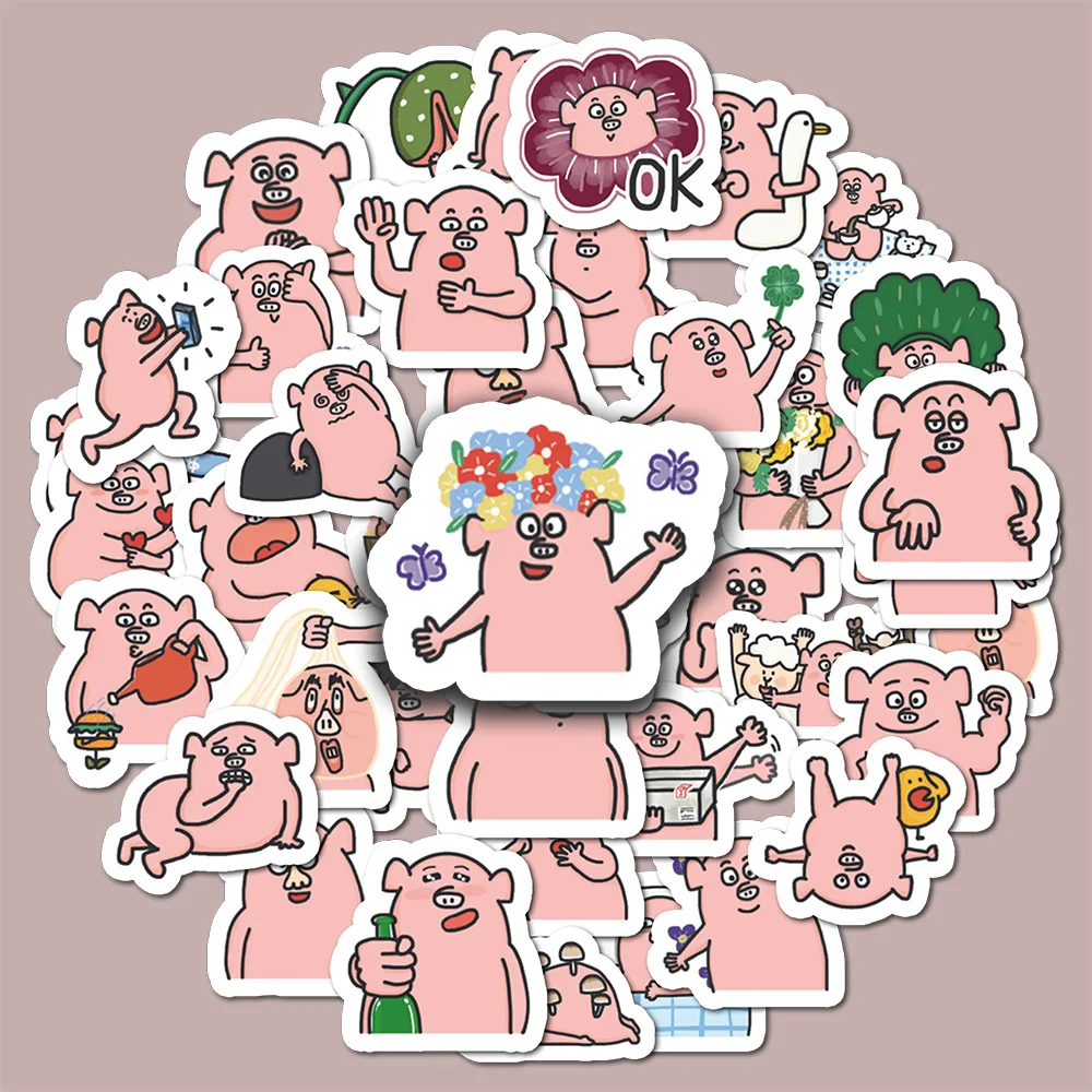 40 Uds. De pegatinas de cerdo rosa con dibujos animados, bricolaje, álbum de recortes, cuaderno, teléfono, portátil, guitarra, equipaje, pegatina de Graffiti, juguete