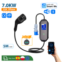 GEARELEC 32A 7KW Type2 EV Charger Portable Electric Vehicle Charger EVSE Charging Cable 5M Charging Box Charging Station WiFi Bluetooth APP Control