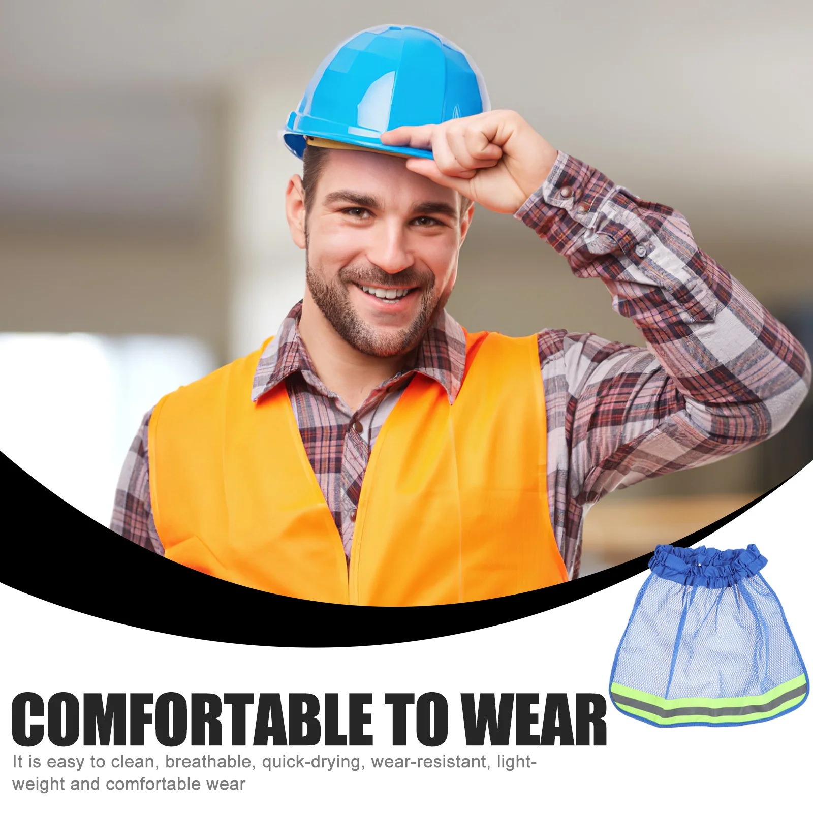 

2Pcs Construction Hat Neck Shield Reflective Elastic Sun Visor Breathable Lightweight Neck Protect Cover Hat Shades for Sun