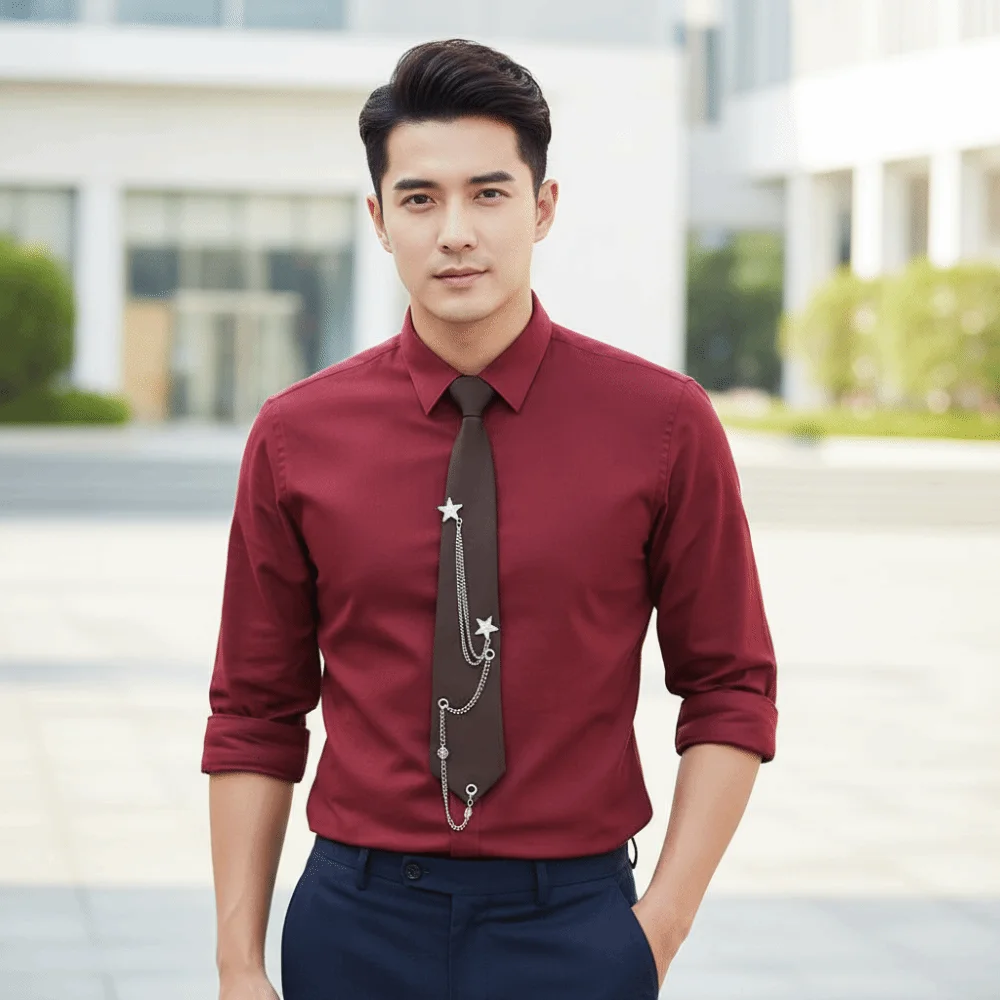 Choker Star Chain Tie Geometric Collares Academy Style Pre-tied Tie Minimalist Necklace Candy Color Long Necktie Men