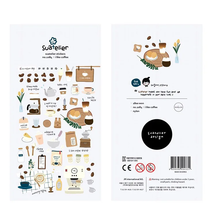 Koreaanse merk Suatelier Collection Daily Food Vlog Stickers DIY Scrapbooking Journey Dagboek Briefpapier Stickers Supplies