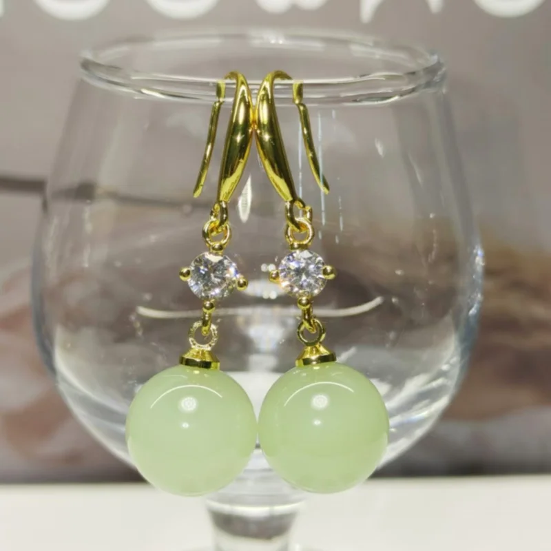 

Hot fashion AAAAA Zircon Earrings Green Jade Pearl 18K Gold 925 Sterling Silver Stud Earrings for Women Fine Jewelry Gift