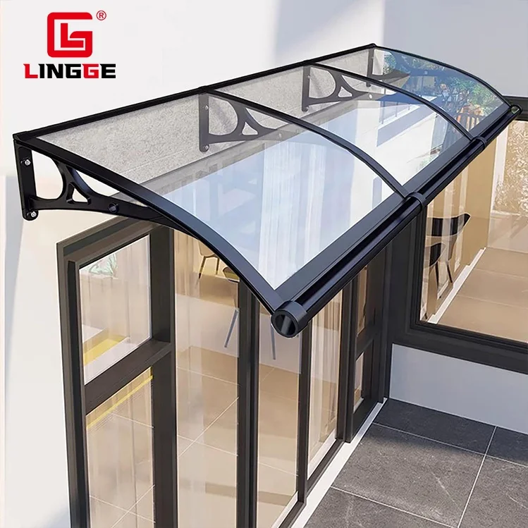 Quick-Install Lightweight Aluminum Door Awning Kit Coated Extendable Outdoor Shade Canopy Pergola for DIY Home/Business Setup