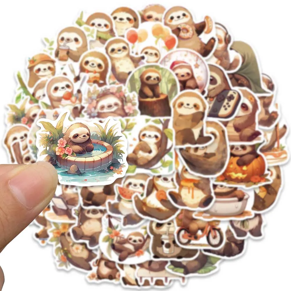 50pcs Waterproof Graffiti Cute Cartoon Animals Sloth Stickers For Luggage Guitar Phone Skateboard Vinyl Laptop Decals