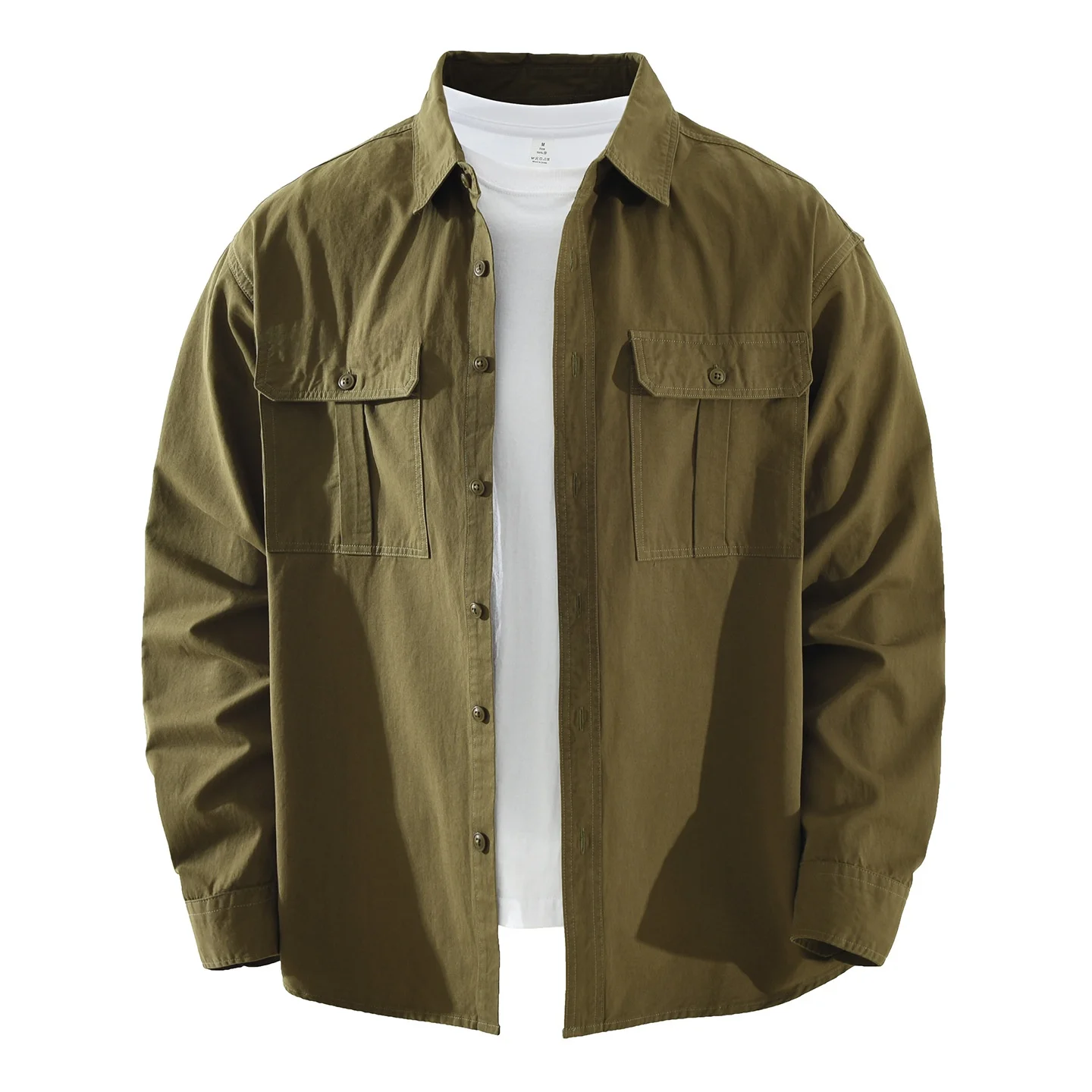 

Loose Fit Long Sve Men's Workwear irt Casual Artistic Sle Japanese Trendy Top Cotton Material ket Detail Daily Wear