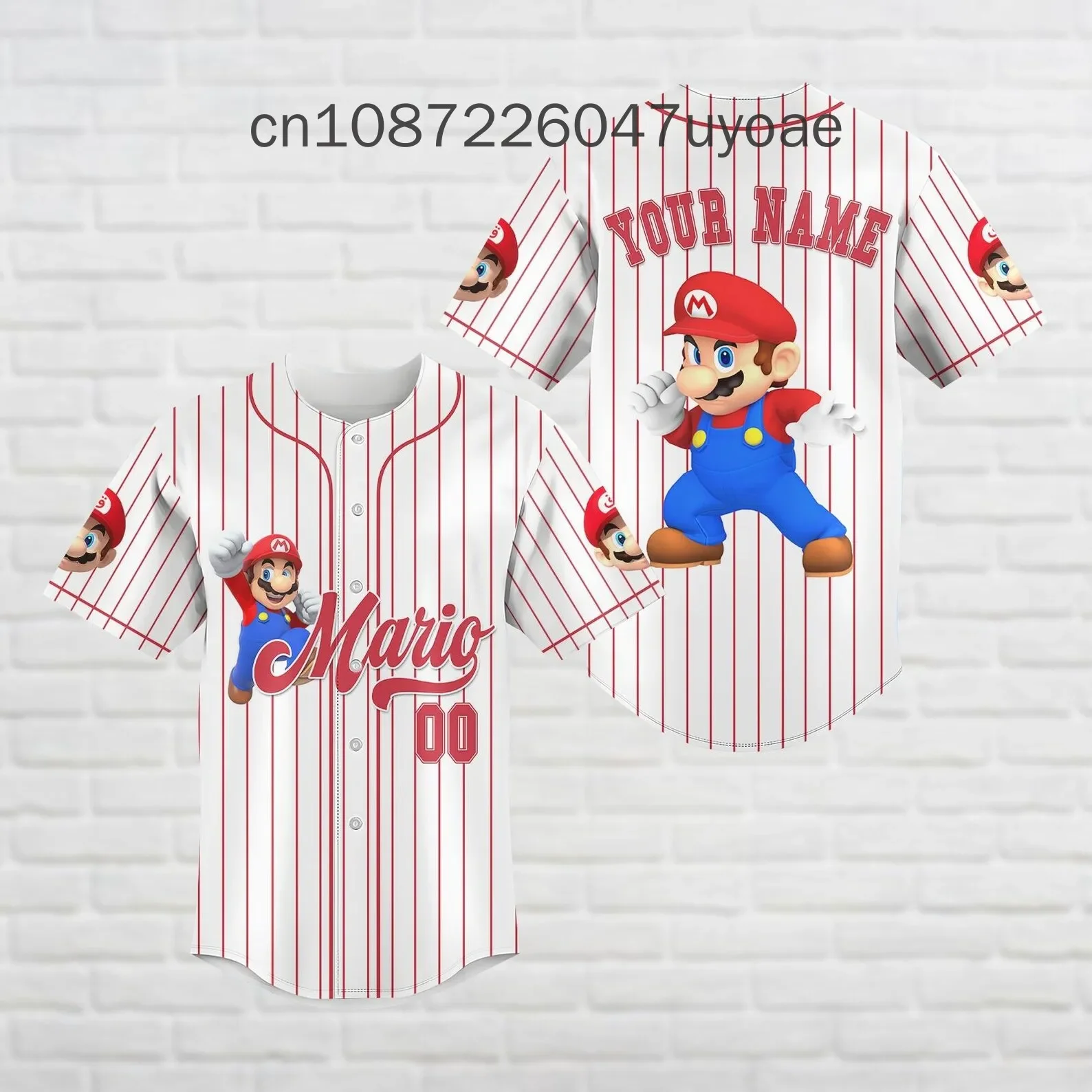 ใหม่ที่กําหนดเองชื่อ Super Mario เสื้อเบสบอลฤดูร้อนผู้ชายและผู้หญิงเด็กเสื้อยืดแขนสั้น