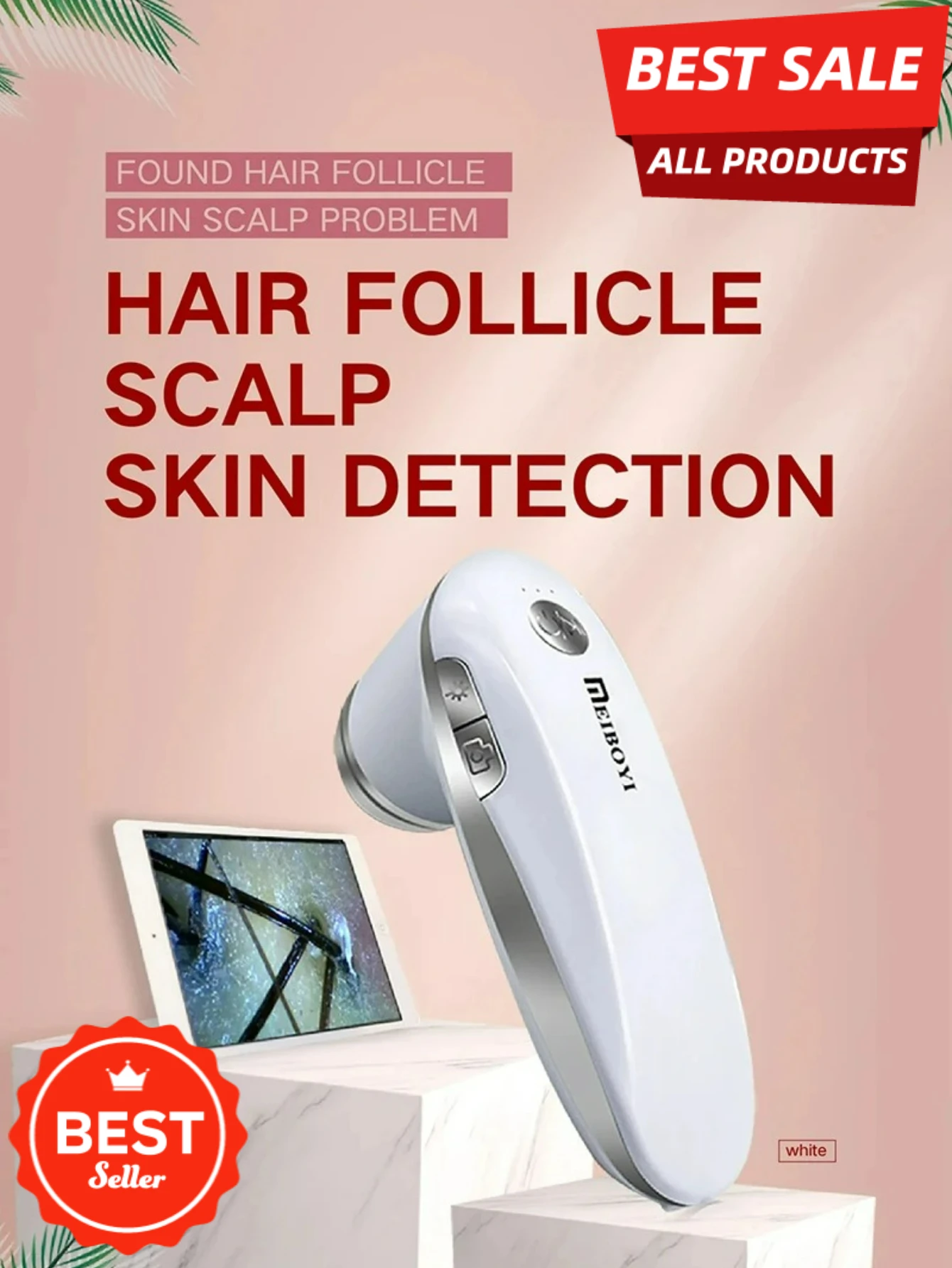 Microscope professionnel sans fil pour cuir chevelu et peau, caméra pour follicules pileux, 200X, pour suivre la croissance des cheveux et l'analyse de la peau sur téléphone