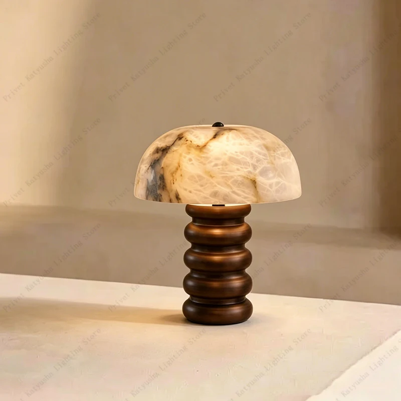 Upgrade Your Room With This Natural Marble Lampshade Floor Lamp. Imitation Alabaster High-end Antique Brass Finish Standing Lamp
