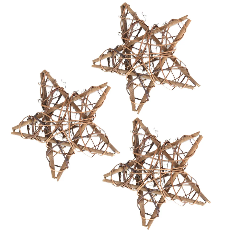 

3Pcs Christmas Pentagram Rattan Weave Hanging Pendant Decoration Party Wedding Photo Backdrop Indoor Outdoor Ornament