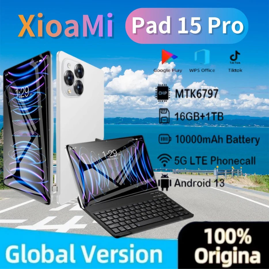 Global Edition Pad 15 Pro Tablet 16GB + 1TB Android 13 11-inch Fas Processor MTK6797 5G Dual SIM GPS Bluetooth 5.0 WPS Tablet PC