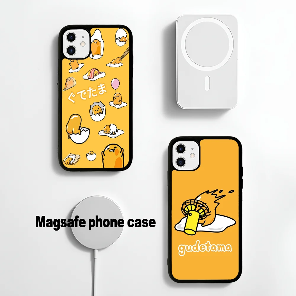 Yellow Lazy Egg G-Gudetamas Phone Case Magesafe Magnetic Wireless Charge Case For IPhone 16 11 12 13 14 15 Pro Max Plus Mini