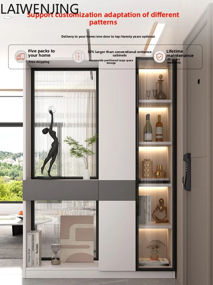 LYY  Entrance Door Shoe Cabinet Integrated Screen Living Room Partition Glass Cabinet