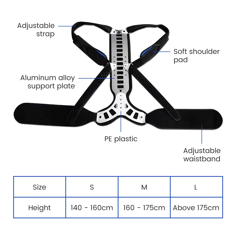 Posture Corrector Reinforced Belt Lumbar Column Vest Adjustable Back Support Strap Shoulder Spine Brace Neck Stretcher Trainer