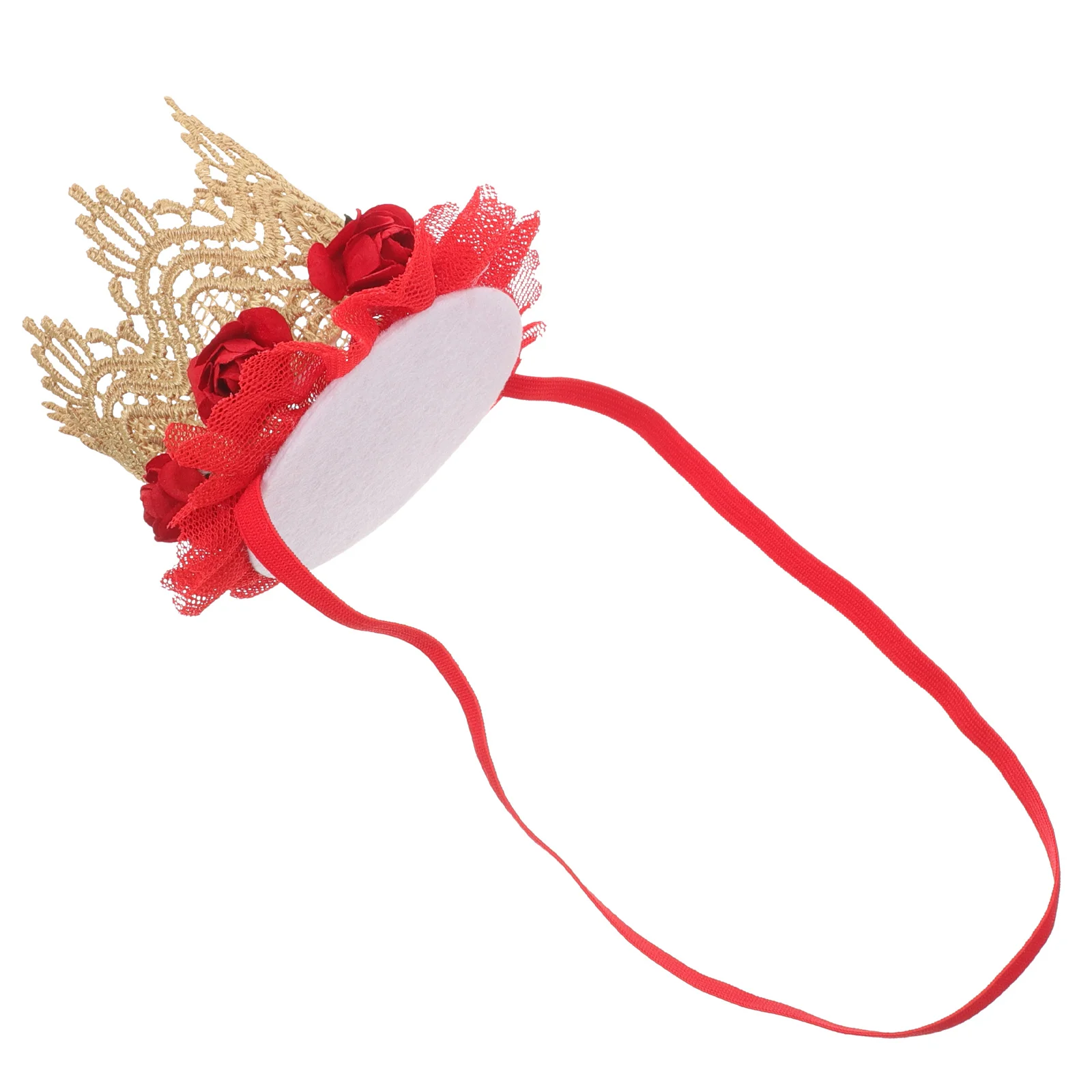 

Baby First Birthday Crown Rose Flower Lace Headdress Girls Hair Accessories Party Hat Photo Prop Headband Baby Girl Crown