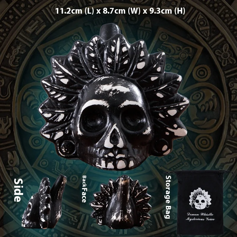 1PCS Aztec Death Whistle Halloween Prop Ceramic Skull Scary Scream