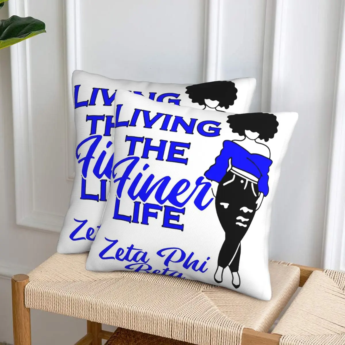 Zeta Phi Beta Sorority Logo 2 قطعة المخدة المربعة غطاء وسادة وسادة ديكور الراحة رمي وسادة لغرفة المعيشة المنزلية #6