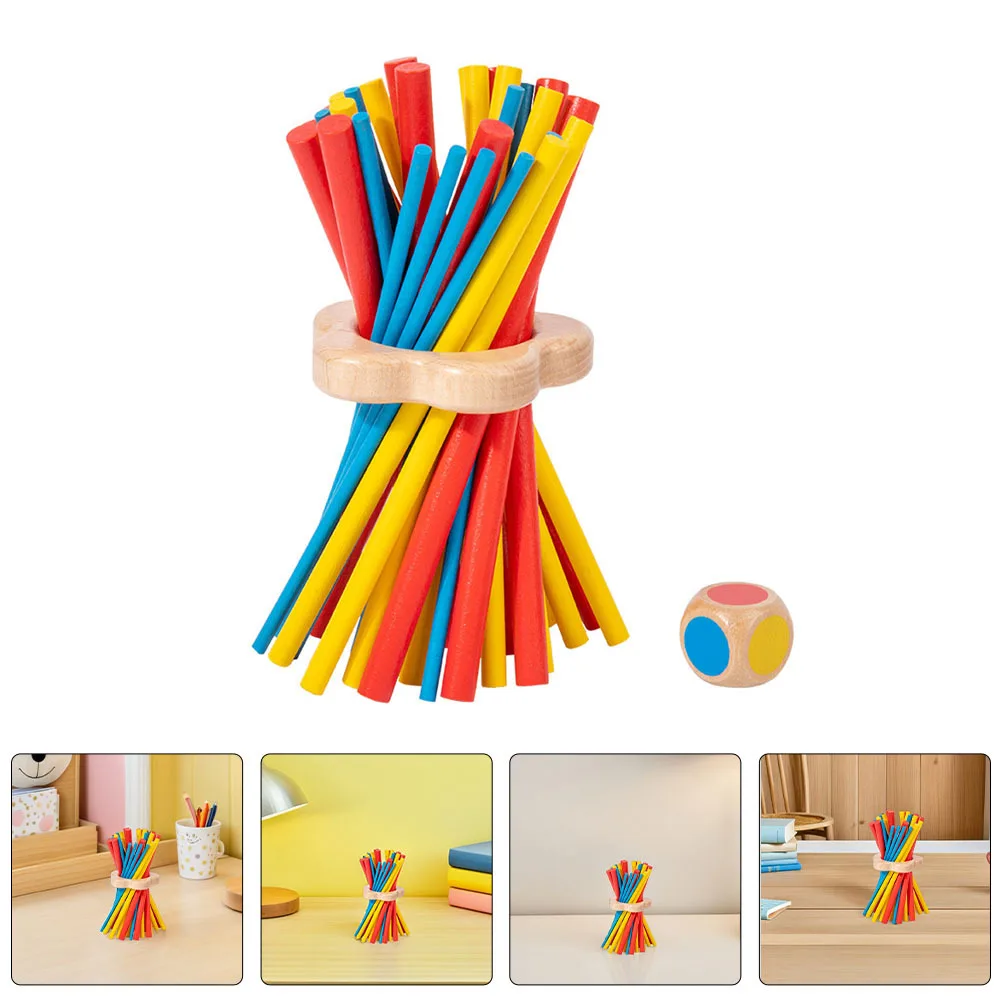 Juego de palos de equilibrio de madera Montessori para niños, juego de mesa familiar interactivo que mejora la coordinación mano-ojo, 1 Juego