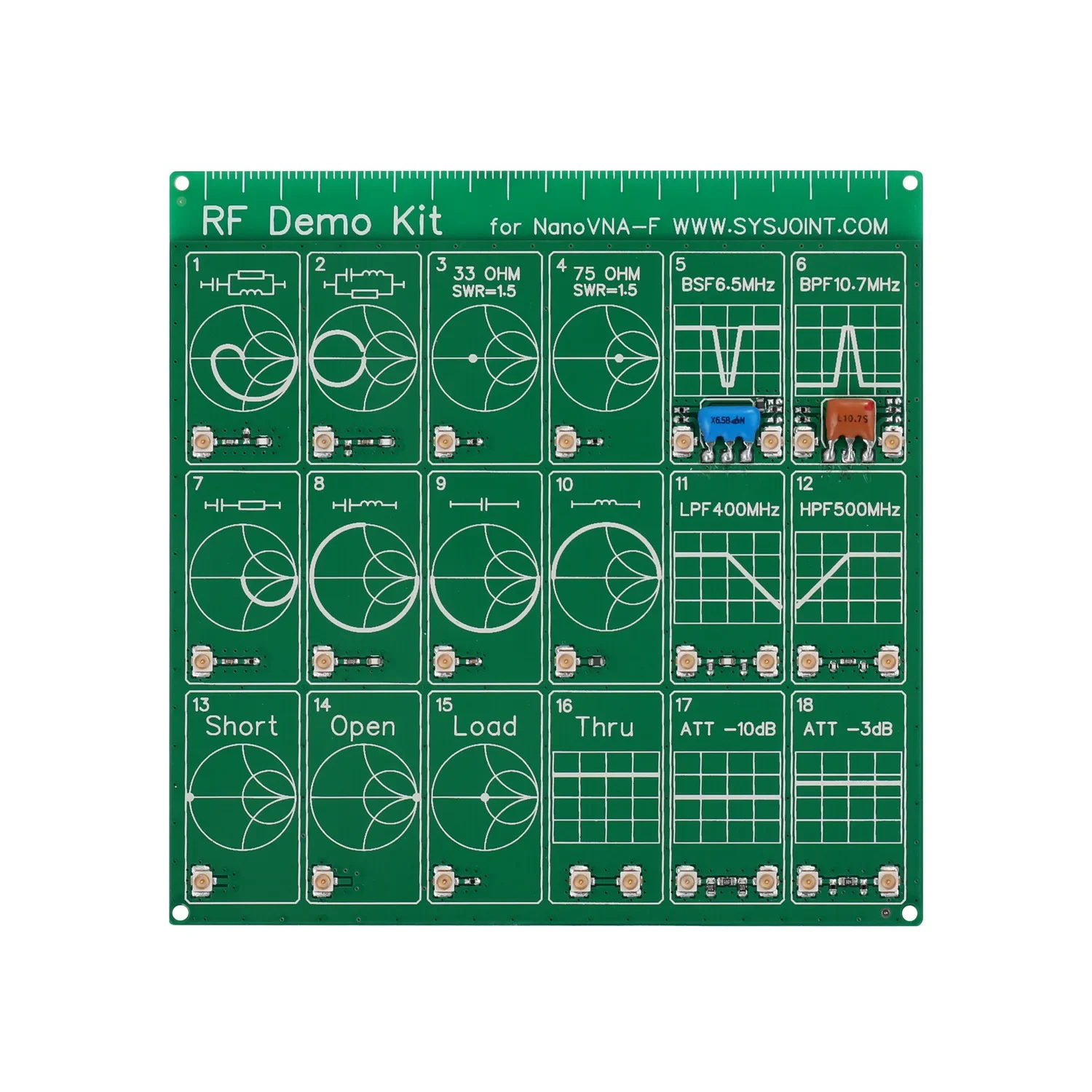 RF Demo Kit Vector NanoVNA RF Tester Board Modul VNA Filter Dämpfer Netzwerk Analysator Board + 2 Kabel