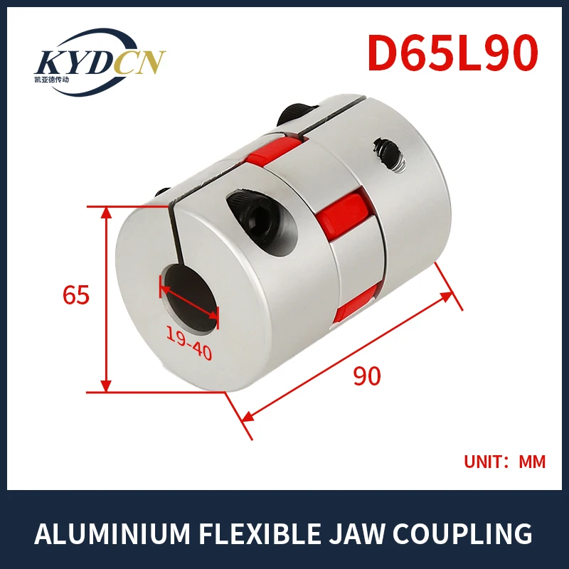 Acoplador de tres mordazas,Acoplador de abrazadera de ciruela Flexible, acoplamiento de eje de mandril CNC,KYDCN, 1pc D65 L90