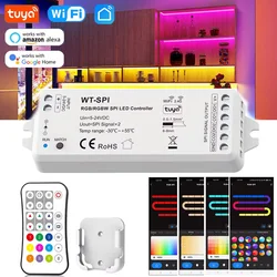 5V 12V 24V Wifi SPI Controller for RGB RGBW Pixel LED Strip Light Tuya RF Remote Control WS2811 2812B Addressable Tape Controler