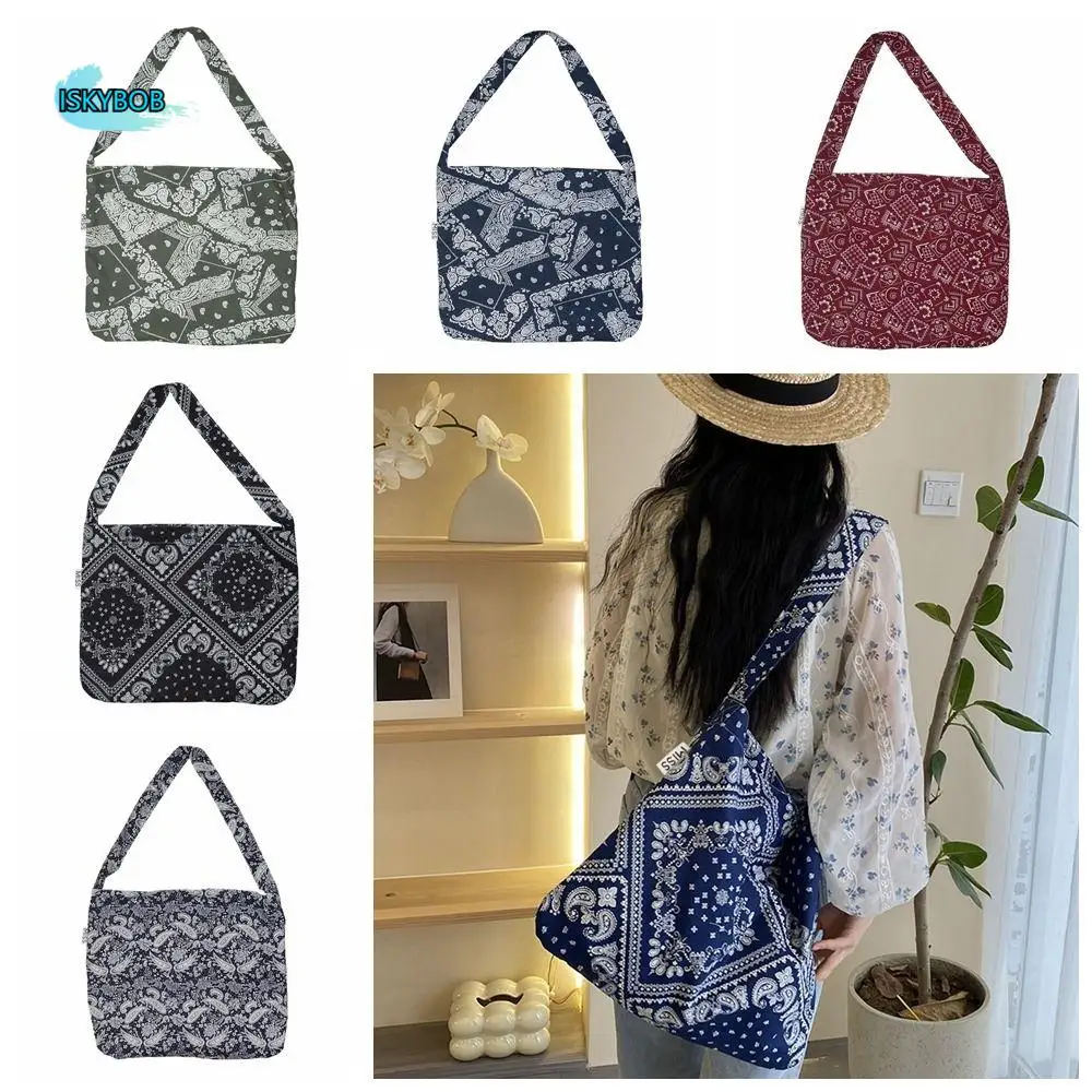 

Casual Printed Ethnic Style Canvas Bag Totem Cashew Print Cloth Bag Large Capacity Crossbody Bag Canvas Shoulder Bag Women