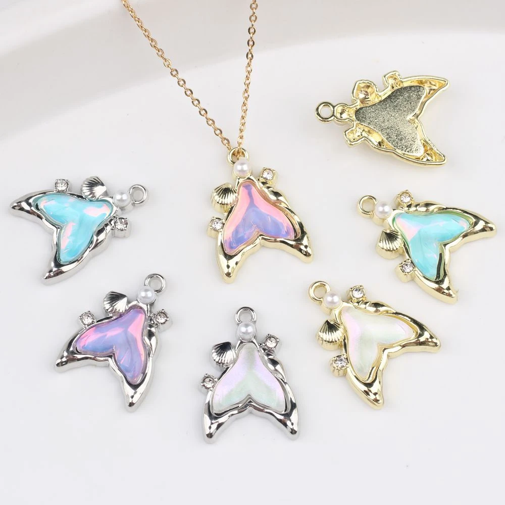 6pcs Cute Whale Fish Tail Shape Pendant Earring Necklace Bracelet Jewelry Making Accessories Handmade DIY Ornament Craft Fashion