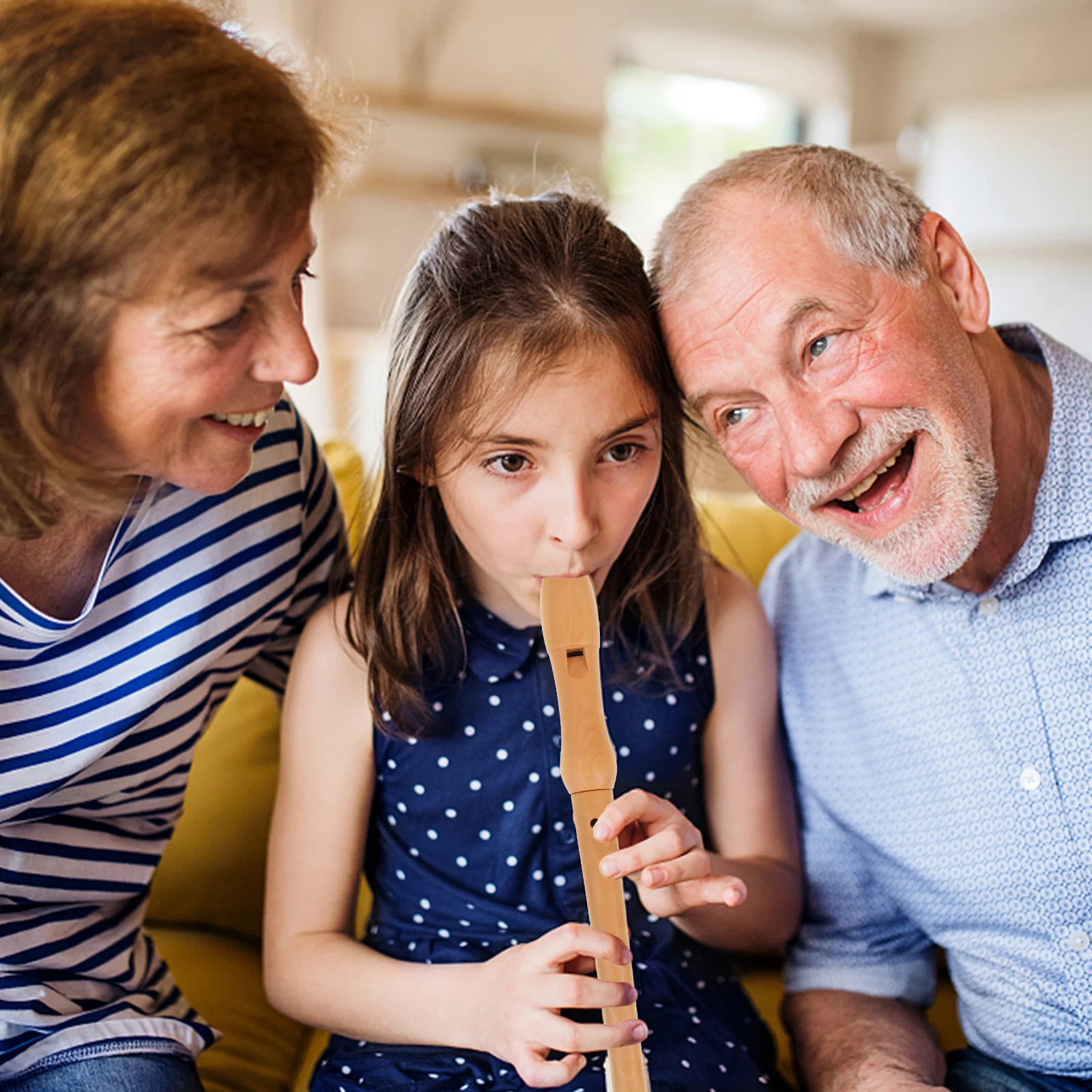 1 Juego de flauta Soprano de estilo alemán para principiantes, grabadora de madera de tono alto de 8 agujeros, Color madera Natural, suave y fácil