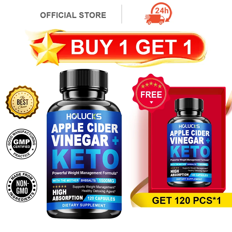 Apple Cider Vinegar Keto Capsules, with Apple Cider Vinegar & BHB Salts, Support Digestion, Appetite Control & Reduce Bloating