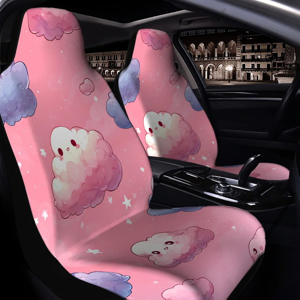 2pcs Pink-Purple Cloud & Starlight Car Seat Covers Suitable For Sedans, SUVs, MPVs, Trucks - Fit Front Seat Protectors With Prec