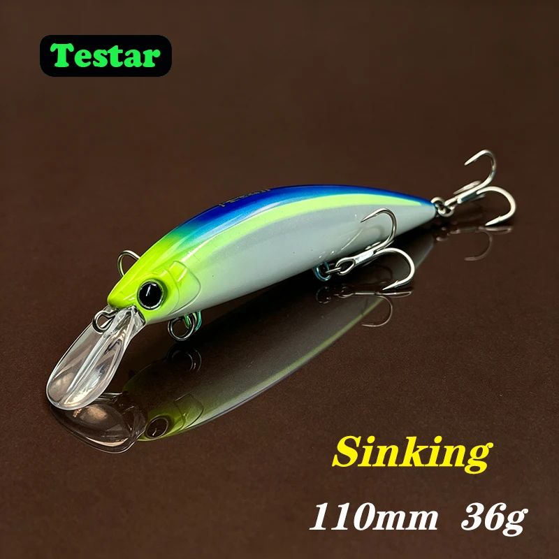 110Mm 36G Testar Richiamo Di Pesca Uv Pesante Affondamento Minnow Esca Artificiale Giappone Laser Wobblers Acqua Salata Jerkbait Per Spigola Luccio-image