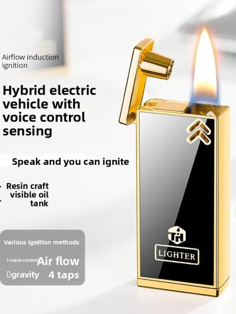 

electricity multi-function intelligent induction voice-activated lighter visual oil warehouse personalized creative gift tide