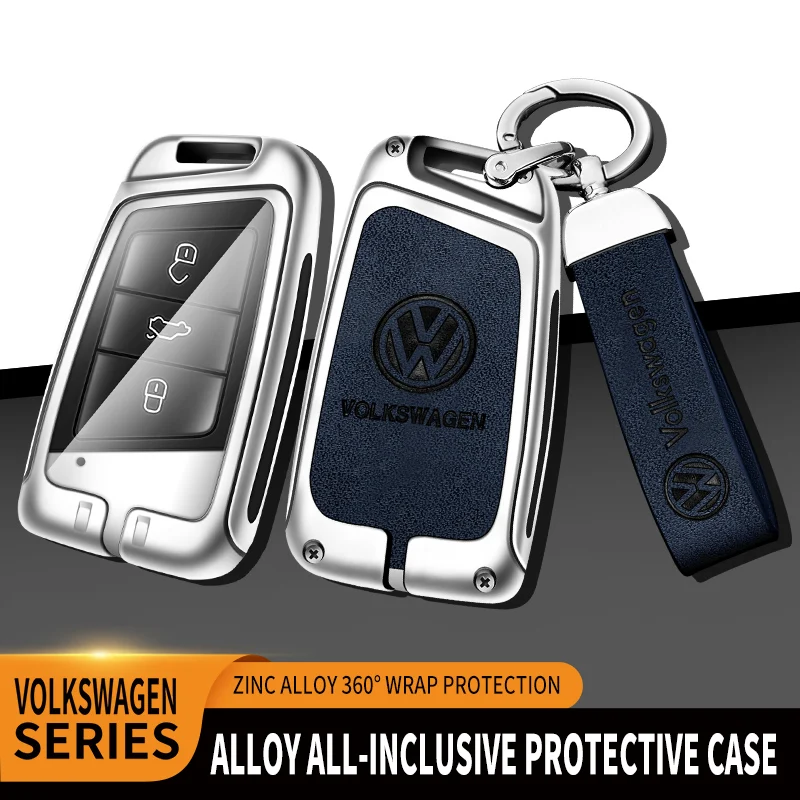 Car TPU Zinc Alloy Key Case Bag Car Key Chain Metal Key Shell For Volkswagen VW Passat B6 B7 B8 Magotan Arteon GTE Golf Tiguan 2