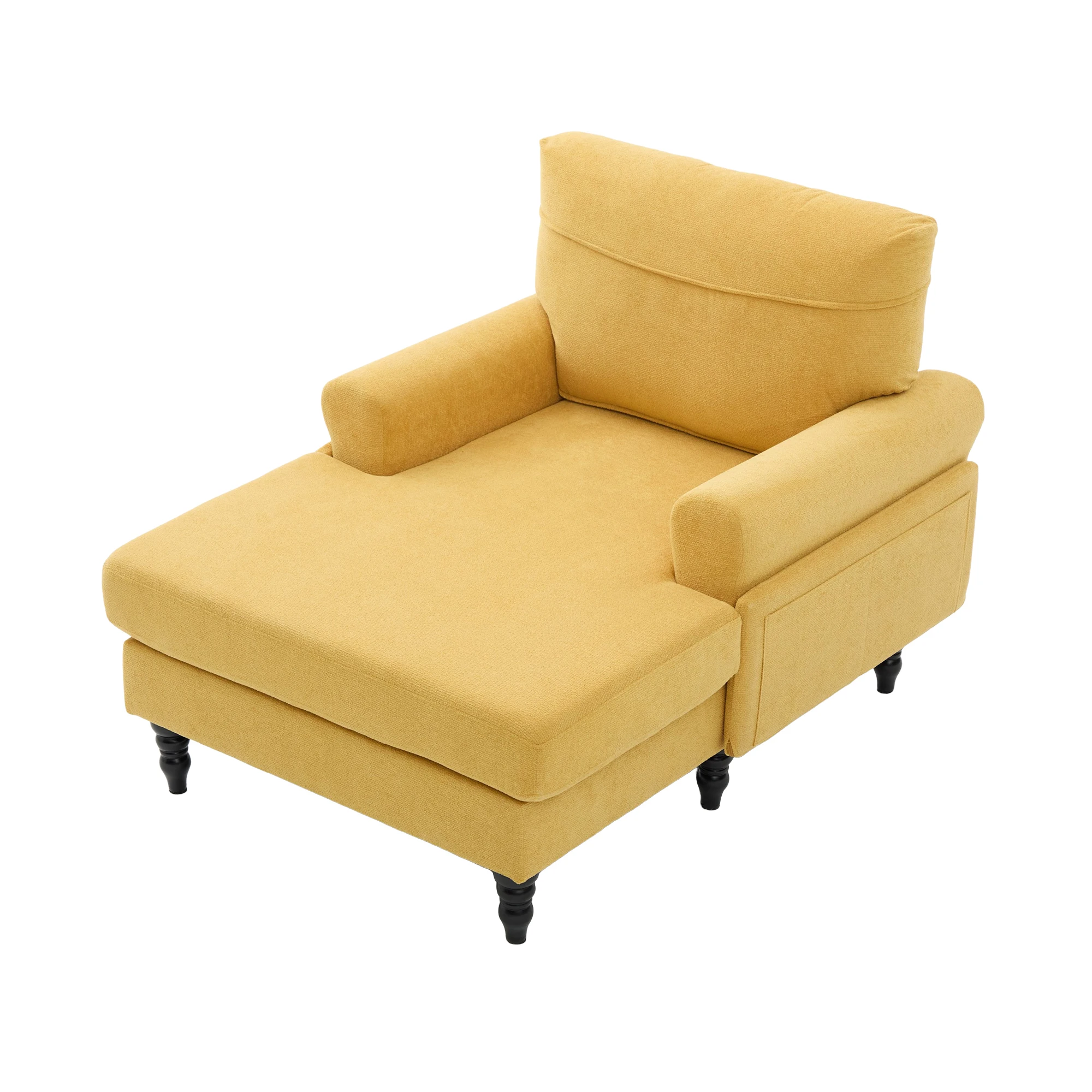 Moderner minimalistischer Samt-Loungesessel, Schlafzimmer-Einzelsofa mit Holzbeinen, bequemer Rückenlehne und Armlehnen – Detail 28