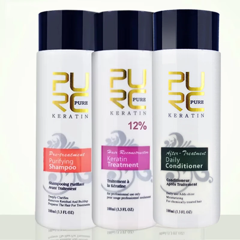 

PURC 12% Formalin Brazilian Keratin Hair Treatment Smoothing Prevent Hair Dry Frizzy Hair Care and Daily Conditioner 100ml