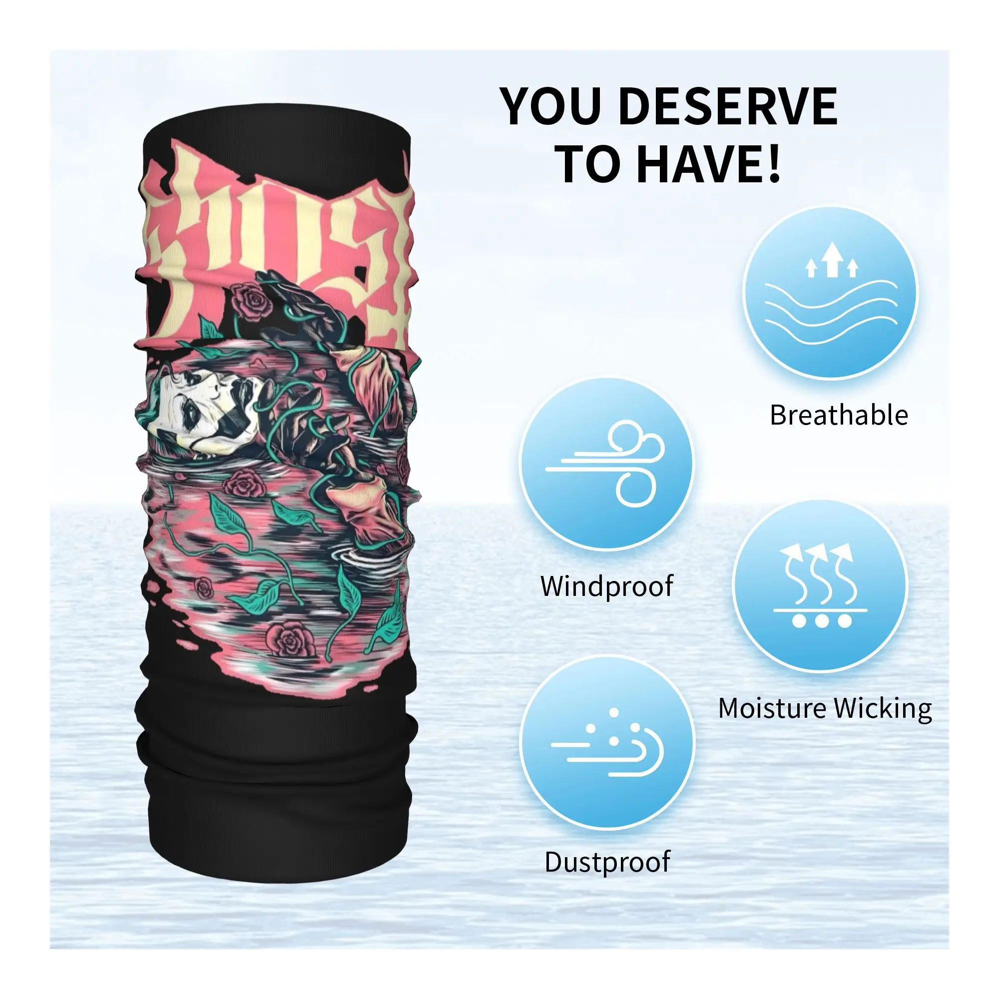 Custom G-Ghosts Rose ผ้าพันคอคอ Gaiter Windproof ผ้าพันคอผ้าพันคอผู้หญิงผู้ชาย Punk Headwear Tube Balaclava
