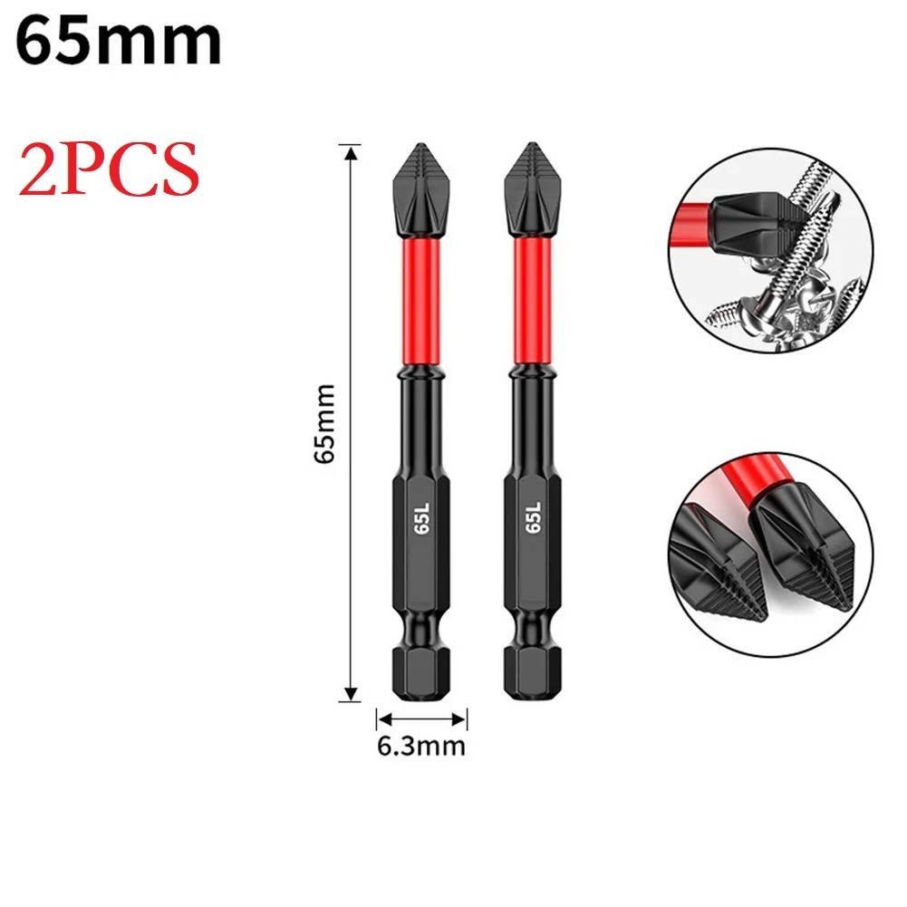 6pc 25-150mm Non-slip PH2 Magnetic Batch Head Cross Screwdriver Impact Drill Bit Hardness Drill Bit Screw Driver Hand Tools 