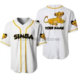 New Disney The Lion King Baby Simba Baseball Shirt Cartoon Print Baseball Jersey Shirts Outdoor Sports Casual Men Women Kids Top