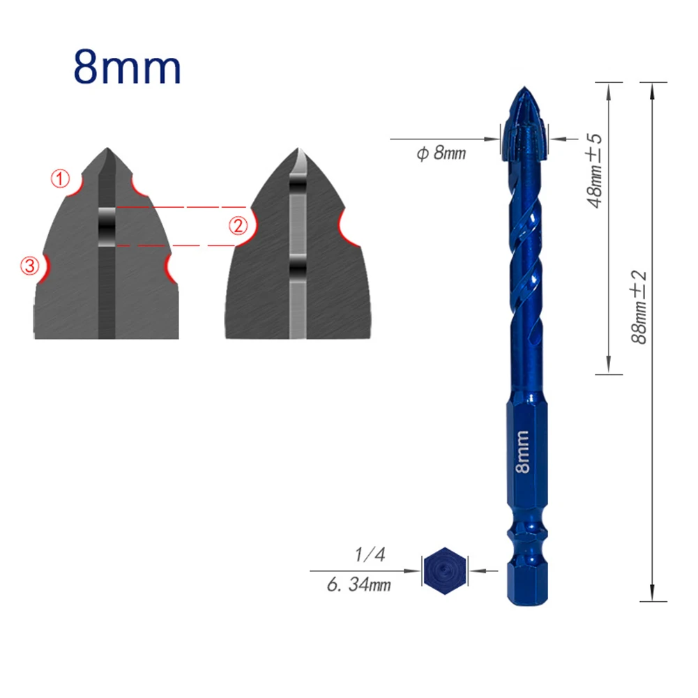 1 stks Boor Wolfraam Staal Legering Spiraal Excentrische Boor Voor Glazen Tegel Ponsen Hoge Hardheid 6mm 8mm 10mm 12mm 14mm Dia