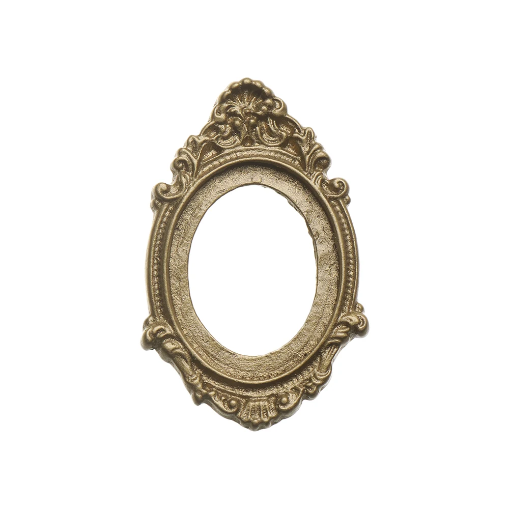 European Style Round Square Vintage Bathroom Furniture  Accessories Mini Gloden Frames Miniature Retro Mirror 1:12 Scale