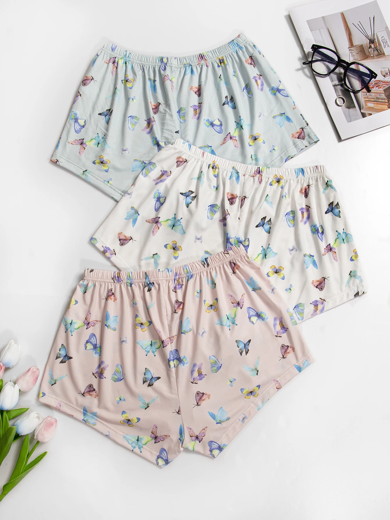 Women Pajama Shorts Allover Prints Butterfly