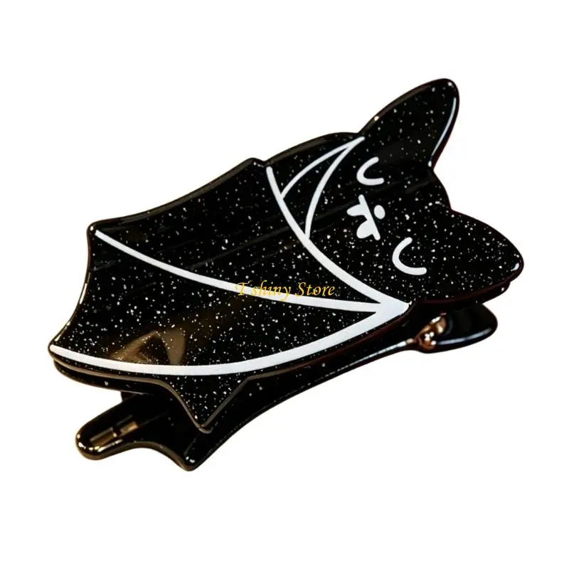 N58F PVC Bat Hair Claw Clip with Glitter Finish Barrettes for Stage Hairstyles