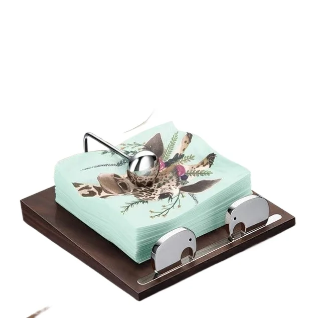 

Original light luxury stainless steel fixed point, tissue rack soft home furnishing, ornament tissue box model room