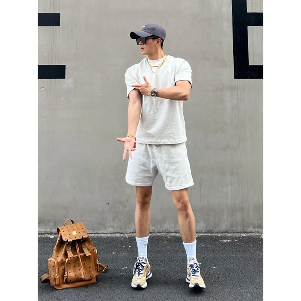 

2025 Short Sleeved Shorts Sports Suit for Men, Summer American Casual Two-piece Set for Men, Paired with One Set for Men